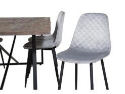 Padang Ensemble Table, Table Teck Et 6 Polar Diamond Chaises Velours Gris. -Mobilia Boutique ensemble table et chaise 22203537