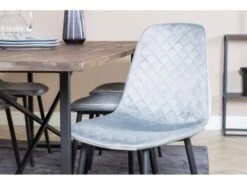 Padang Ensemble Table, Table Teck Et 6 Polar Diamond Chaises Velours Gris. -Mobilia Boutique ensemble table et chaise 22203541