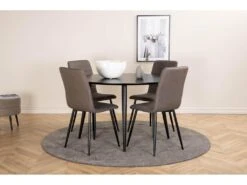 DippØ115BLBL Ensemble Table, Table Noir Et 4 Windu Lyx Chaises Gris.