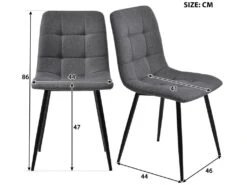 Ensemble Table Et 4 Chaises - Table Noire 117x68cm - Structure En Métal - Chaise En Lin Gris -Mobilia Boutique ensemble table et chaise 22720759