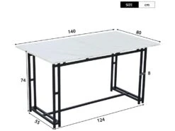 Ensemble Table Et 4 Chaises - Table Noire 140x80cm - Structure En Métal - Chaise En Lin Gris -Mobilia Boutique ensemble table et chaise 22720797