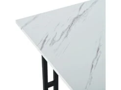 Ensemble Table Et 4 Chaises - Table Noire 140x80cm - Structure En Métal - Chaise En Lin Gris -Mobilia Boutique ensemble table et chaise 22720801