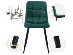 Ensemble Table Et 4 Chaises - Table Dorée 117x68cm - Structure En Métal - Chaise En Velours Vert -Mobilia Boutique ensemble table et chaise 22720811