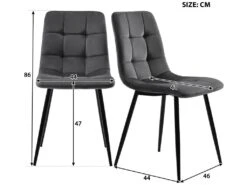 Ensemble Table Et 4 Chaises - Table Noire 117x68cm - Structure En Métal - Chaise En Velours Gris -Mobilia Boutique ensemble table et chaise 22720839