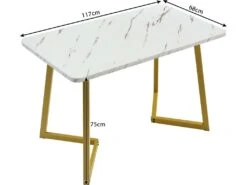 Ensemble Table Et 4 Chaises - Table Dorée 117x68cm - Structure En Métal - Chaise En Velours Beige -Mobilia Boutique ensemble table et chaise 22720847