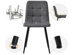 Ensemble Table Et 4 Chaises - Table Dorée 117x68cm - Structure En Métal - Chaise En Lin Gris -Mobilia Boutique ensemble table et chaise 22720871