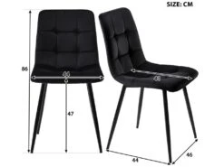 Ensemble Table Et 4 Chaises - Table Dorée 117x68cm - Structure En Métal - Chaise En Velours Noir -Mobilia Boutique ensemble table et chaise 22720899