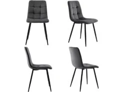 Ensemble Table Et 4 Chaises - Table Dorée 120x70cm - Structure En Métal - Chaise En Velours Gris -Mobilia Boutique ensemble table et chaise 22720913