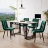 Ensemble Table Et 4 Chaises - Table Noire 120x70cm - Structure En Métal - Chaise En Velours Vert -Mobilia Boutique ensemble table et chaise 22720925