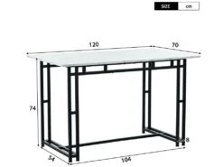 Ensemble Table Et 4 Chaises - Table Noire 120x70cm - Structure En Métal - Chaise En Lin Gris -Mobilia Boutique ensemble table et chaise 22720937