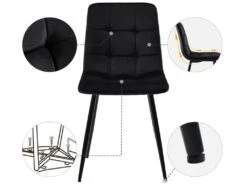 Ensemble Table Et 4 Chaises - Table Noire 117x68cm - Structure En Métal - Chaise En Velours Noir -Mobilia Boutique ensemble table et chaise 22745425