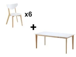 Ensemble Table + 6 Chaises - CARINE - Blanc -Mobilia Boutique ensemble table et chaise 491869
