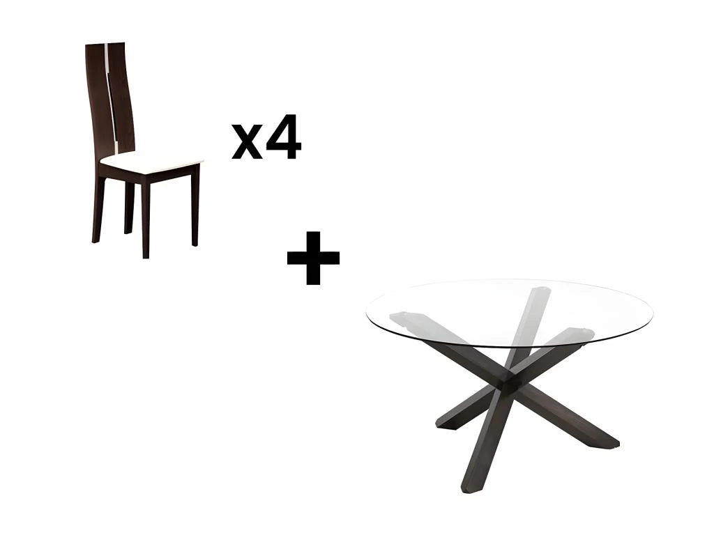 Ensemble Table CENTAURI + 4 Chaises SALENA - Hêtre - Wengé 4 Ensemble Table CENTAURI + 4 Chaises SALENA - Hêtre - Wengé – Image 2