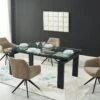 Ensemble Table LUBANA + 4 Chaise MUSE - Noir Et Beige -Mobilia Boutique ensemble table et chaise 505063