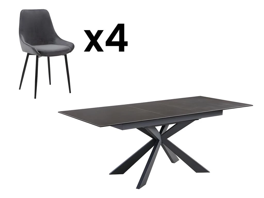 Ensemble Table ALBINA + 4 Chaises MASURIE - Anthracite 4 Ensemble Table ALBINA + 4 Chaises MASURIE - Anthracite – Image 2