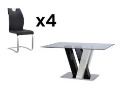 Ensemble Table + 4 Chaises - Coloris : Noir Et Blanc - WINCH -Mobilia Boutique ensemble table et chaise 569489