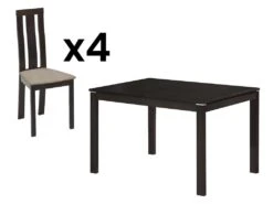 Ensemble Table + 4 Chaises - Hêtre Massif - Wengé - DOMINGO -Mobilia Boutique ensemble table et chaise 569643