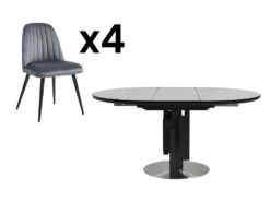 Ensemble Table KALEA + 4 Chaises ELEANA - Gris -Mobilia Boutique ensemble table et chaise 569715