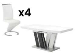 Ensemble Table NOAMI + 4 Chaises TWIZY - Blanc Et Gris -Mobilia Boutique ensemble table et chaise 570003
