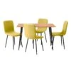 HANOI - Ensemble Table Rectangle 120 Effet Bois + 4 Chaises Jaunes -Mobilia Boutique ensemble table et chaise 9306319