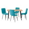 HANOI - Ensemble Table Rectangle 120 Effet Bois + 4 Chaises Bleues -Mobilia Boutique ensemble table et chaise 9306521