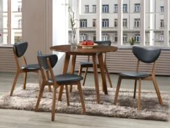 Ensemble Table + 4 Chaises - LISETTE - Noyer Et Noir