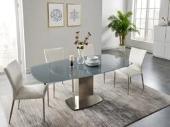 Ensemble Table + 4 Chaises TALICIA - Gris Et Blanc -Mobilia Boutique ensemble tables chaises 301267