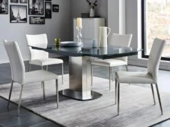 Ensemble Table + 4 Chaises TALICIA - Gris Et Blanc