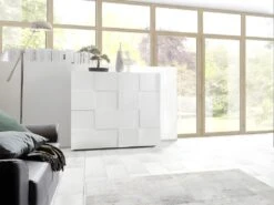 Buffet Haut CALISTO - 2 Portes - Blanc Laqué -Mobilia Boutique fauteuil massant 424005