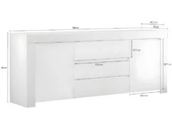 Buffet CETARA - 2 Portes & 3 Tiroirs - Blanc Laqué -Mobilia Boutique fauteuil massant 424243