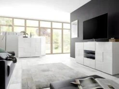 Buffet Haut CALISTO - 2 Portes - Blanc Laqué -Mobilia Boutique fauteuil massant 424501