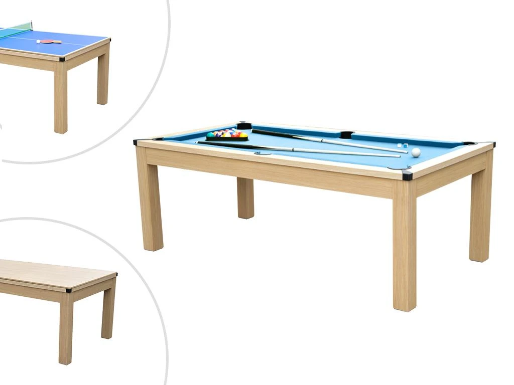 Table Transformable - Billard & Ping-pong BALTHAZAR - 213*112*81.5cm - Bleu 5 Table Transformable - Billard & Ping-pong BALTHAZAR - 213*112*81.5cm - Bleu – Image 3