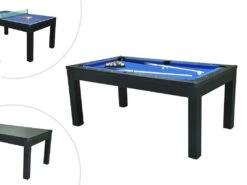 Table Transformable Noire - Billard & Ping-pong - L182 X L102 X H80 Cm - SOUSA -Mobilia Boutique jeux interieur 506133