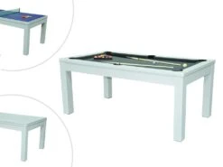 Table Transformable Blanche - Billard & Ping-pong - L182 X L102 X H80 Cm - HENK -Mobilia Boutique jeux interieur 506135