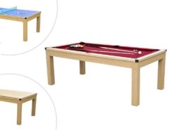 Table Transformable - Billard & Ping-pong BALTHAZAR - 213*112*81.5cm - Rouge -Mobilia Boutique jeux interieur 506191