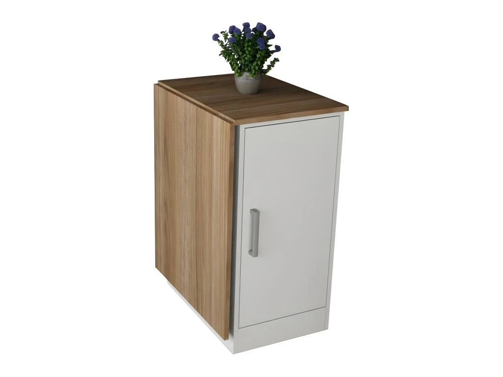 Meuble Cuisine Table Rabattable Blanc Châtaignier 5 Meuble Cuisine Table Rabattable Blanc Châtaignier – Image 3