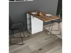 Meuble Cuisine Table Rabattable Blanc Châtaignier 11 Meuble Cuisine Table Rabattable Blanc Châtaignier -Mobilia Boutique meuble de cuisine 10038317