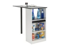 Table De Cuisine Et Meuble De Rangement Blancs - Coloris: Noir -Mobilia Boutique meuble de cuisine 10038707