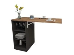 Meuble Cuisine Et Table Rabattable Noir Et Châtaignier