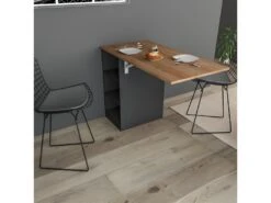 Meuble Cuisine Et Table Rabattable Noir Et Châtaignier -Mobilia Boutique meuble de cuisine 10038893