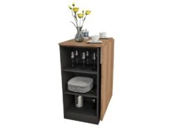 Meuble Cuisine Et Table Rabattable Noir Et Châtaignier -Mobilia Boutique meuble de cuisine 10038895