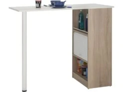 Meuble Rangement De Cuisine Chêne Avec Table - Coloris: Blanc -Mobilia Boutique meuble de cuisine 10038925