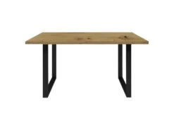 Table De Repas L140 Cm Plateau Chêne Pieds Luge Métal Noir - CORSE 02 -Mobilia Boutique table a manger 10031171