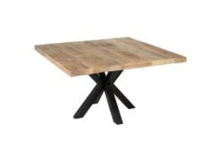 EGUR - Table Repas Carrée 130cm Pieds Métal Et Plateau Bois