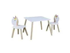 UNICORN - Ensemble Table Et 2 Chaises Enfant Motif Licorne