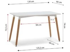 Table à Manger Aroa Blanche, Pieds En Bois De Hêtre, 120x60 Cm -Mobilia Boutique table a manger 10032255