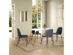 Table à Manger Aroa Blanche, Pieds En Bois De Hêtre, 120x60 Cm -Mobilia Boutique table a manger 10032257