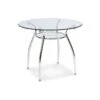 KOOLY | Table Moderne En Verre Avec Tablette | 90x90x77 Cm | Plateau En Verre Trempé | Pieds En Métal | Ronde -Mobilia Boutique table a manger 10032345