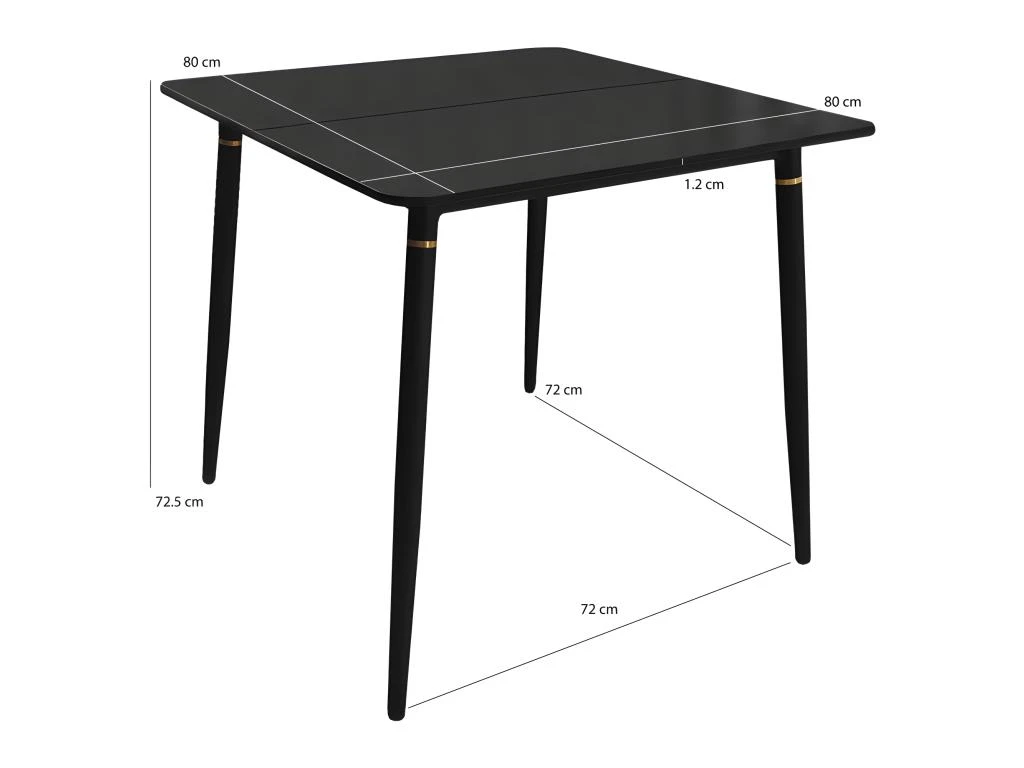 Table De Repas Pieds En Aluminium Noir Et Doré 80 X 80 Cm - BING 2406 7 Table De Repas Pieds En Aluminium Noir Et Doré 80 X 80 Cm - BING 2406 – Image 5