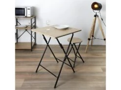 BARRY - Table De Repas Carrée Pliable Effet Bois Clair -Mobilia Boutique table a manger 10033467